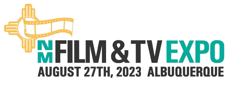 Header with teal and black lettering stating: "NM Film & TV Expo, August 27th, 2023, Albuquerque, NM"